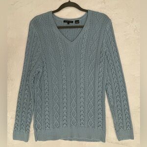 JEANNE PIERRE Blue Cable Knit Sweater